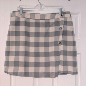 Plaid Faux Wrap Skirt